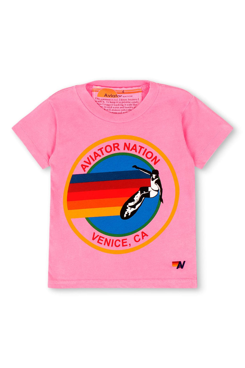 KIDS AVIATOR NATION VENICE TEE - NEON PINK