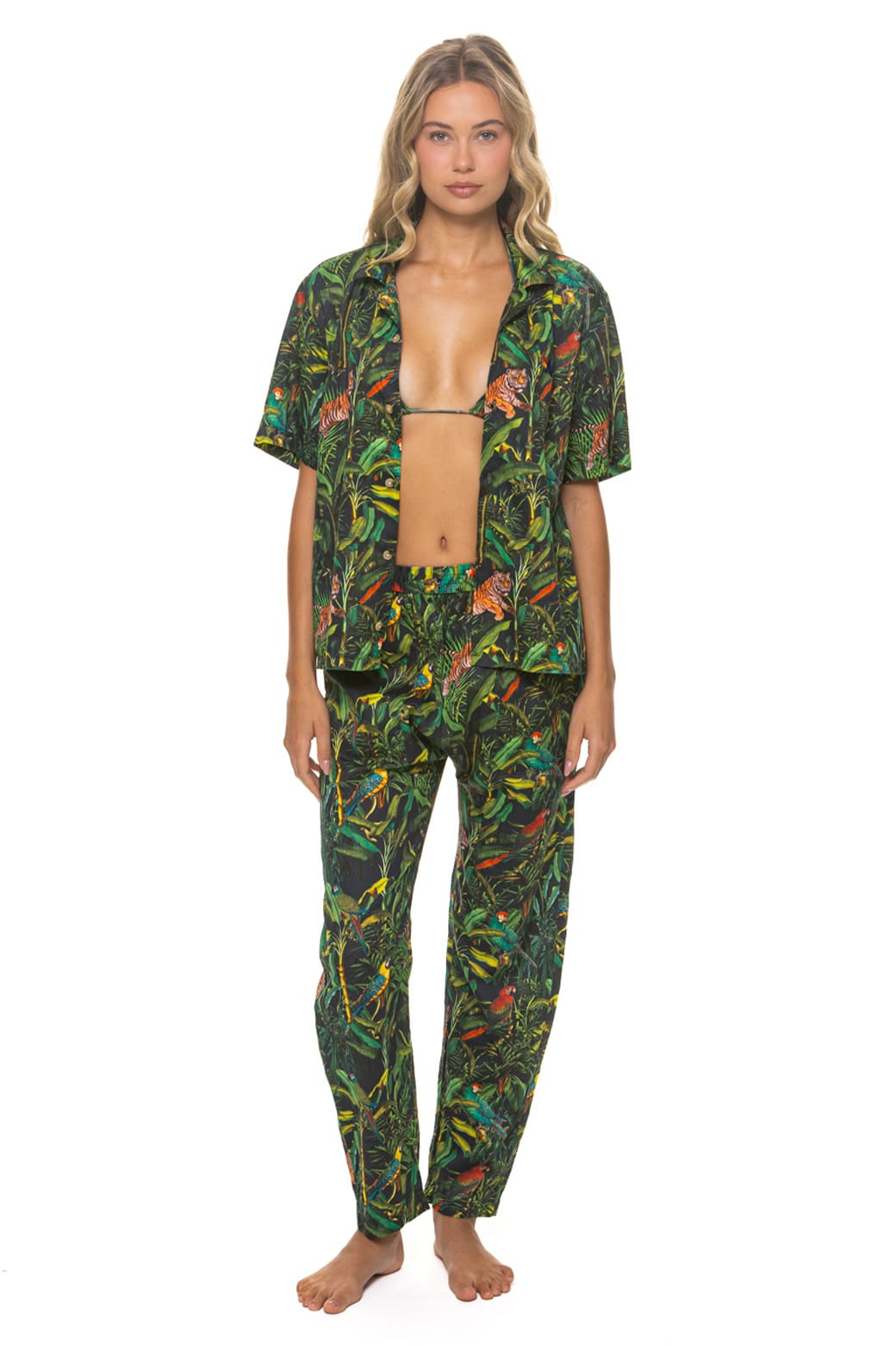 UNISEX COTTON LUXE POPLIN RELAXED PANT - VINTAGE BLACK JUNGLE