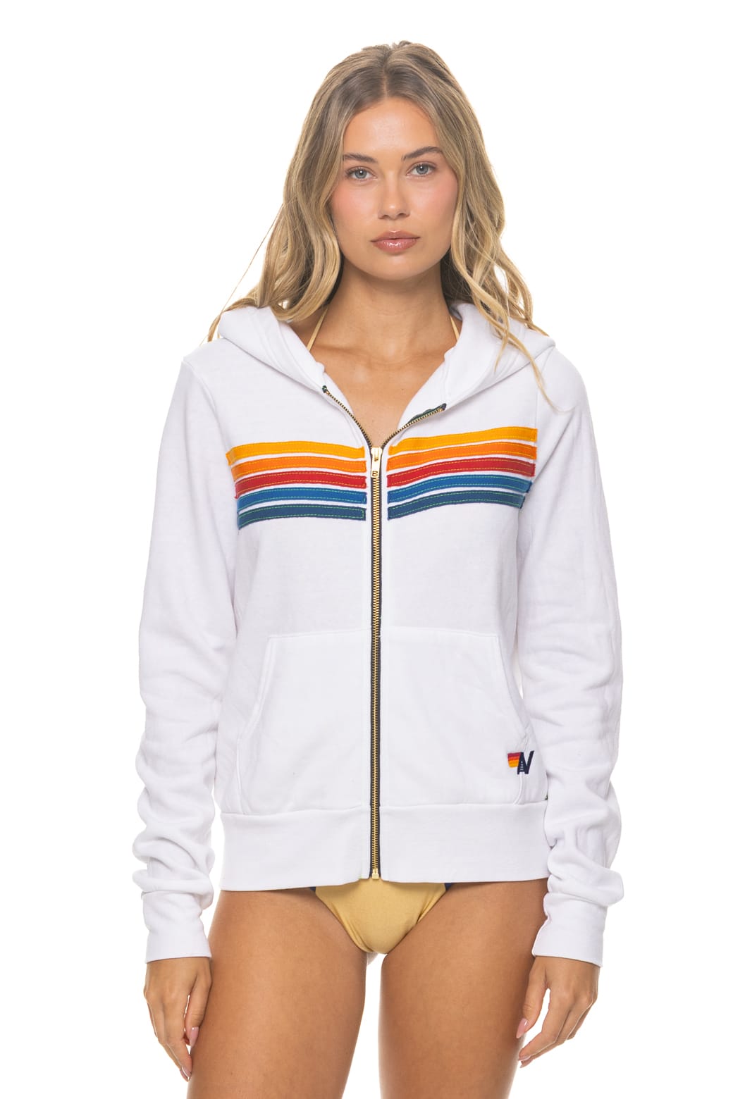 5 STRIPE HOODIE - WHITE
