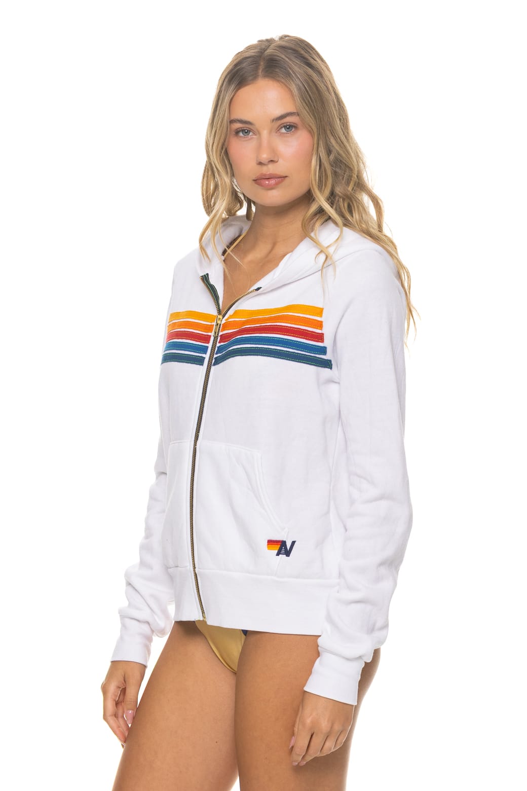 5 STRIPE HOODIE - WHITE