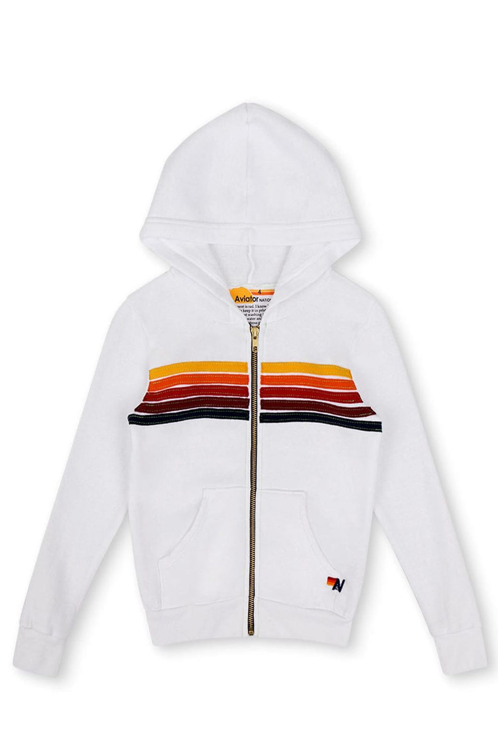 KIDS 5 STRIPE HOODIE - WHITE