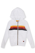 KIDS 5 STRIPE HOODIE - WHITE