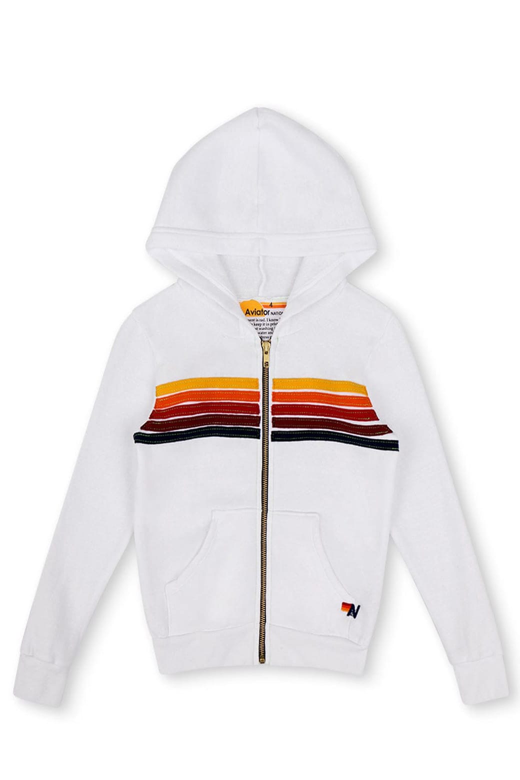 KIDS 5 STRIPE HOODIE - WHITE