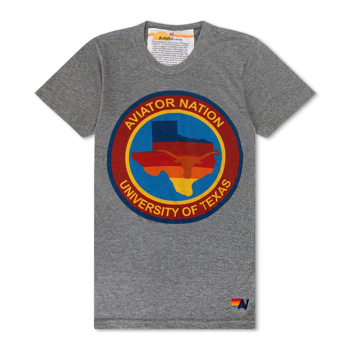 UNIVERSITY OF TEXAS CIRCLE PRINT CREW TEE SHIRT - HEATHER