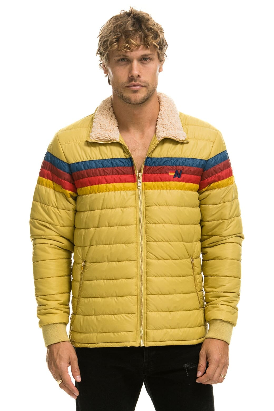 4 STRIPE RAINBOW SLEEVE JACKET - KHAKI