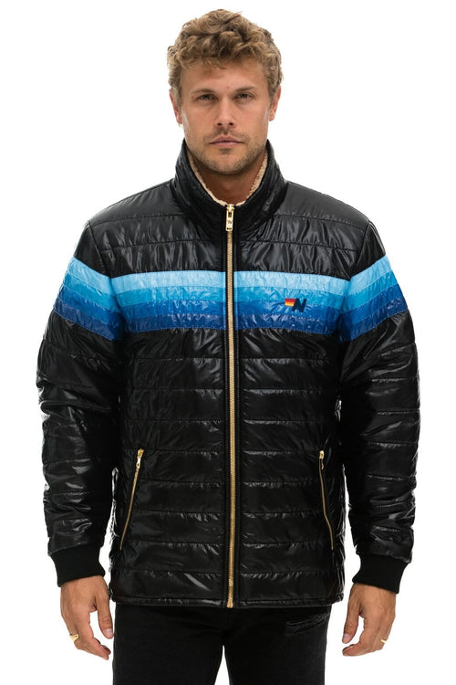 4 STRIPE JACKET - GLOSSY BLACK BLUE