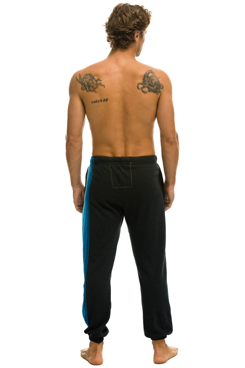 5 STRIPE SWEATPANTS - CHARCOAL BLUE