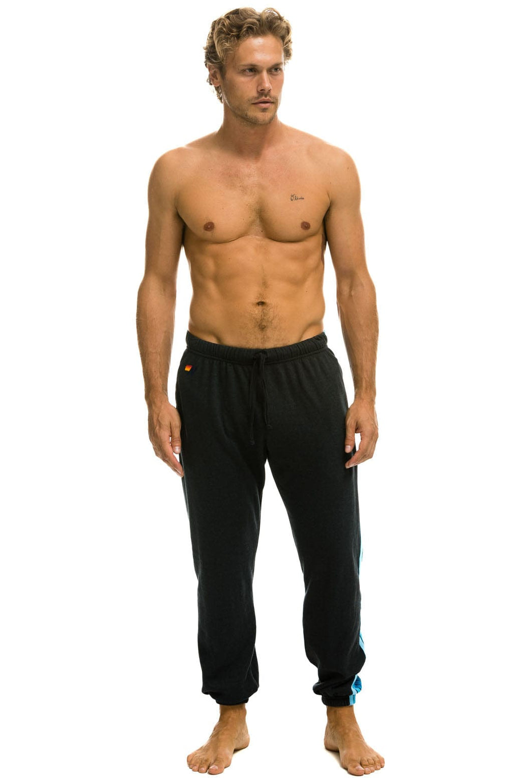 5 STRIPE SWEATPANTS - CHARCOAL BLUE