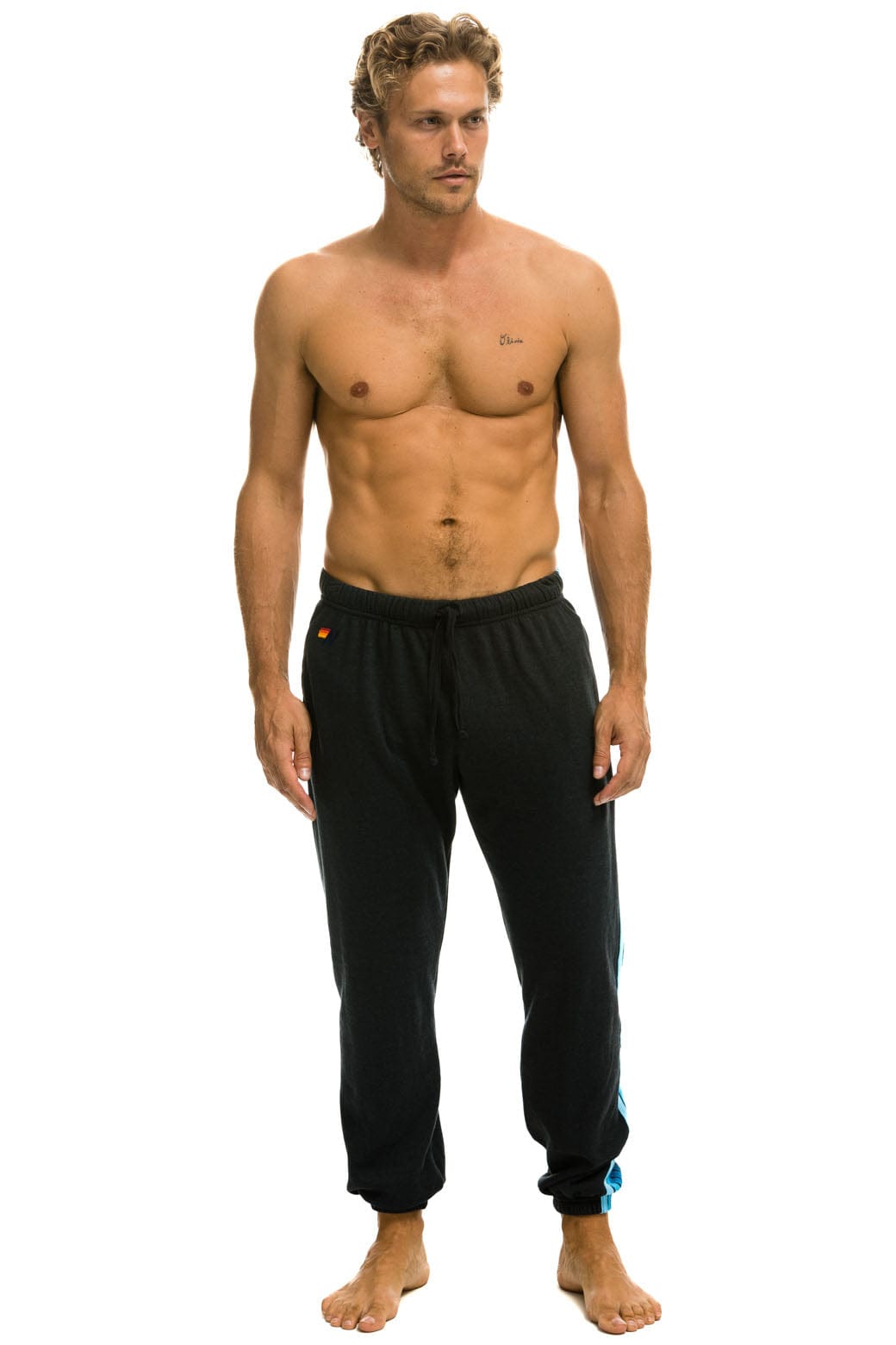 5 STRIPE SWEATPANTS - CHARCOAL BLUE
