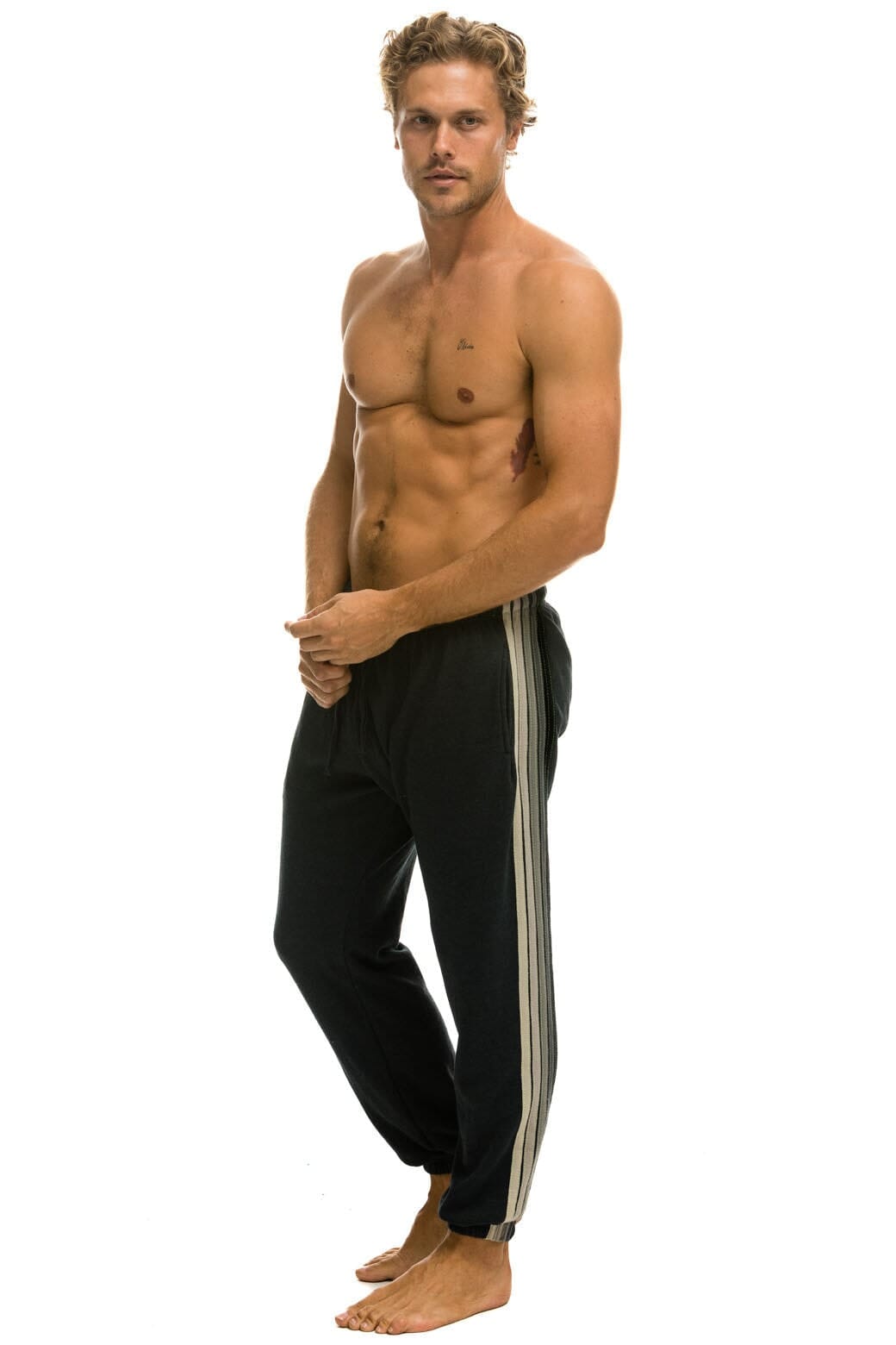 5 STRIPE SWEATPANTS - CHARCOAL GREY