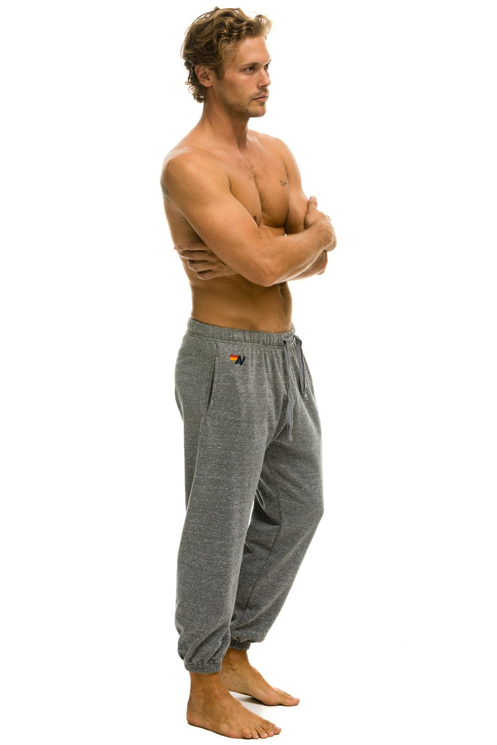 5 STRIPE SWEATPANTS - HEATHER GREY BLUE