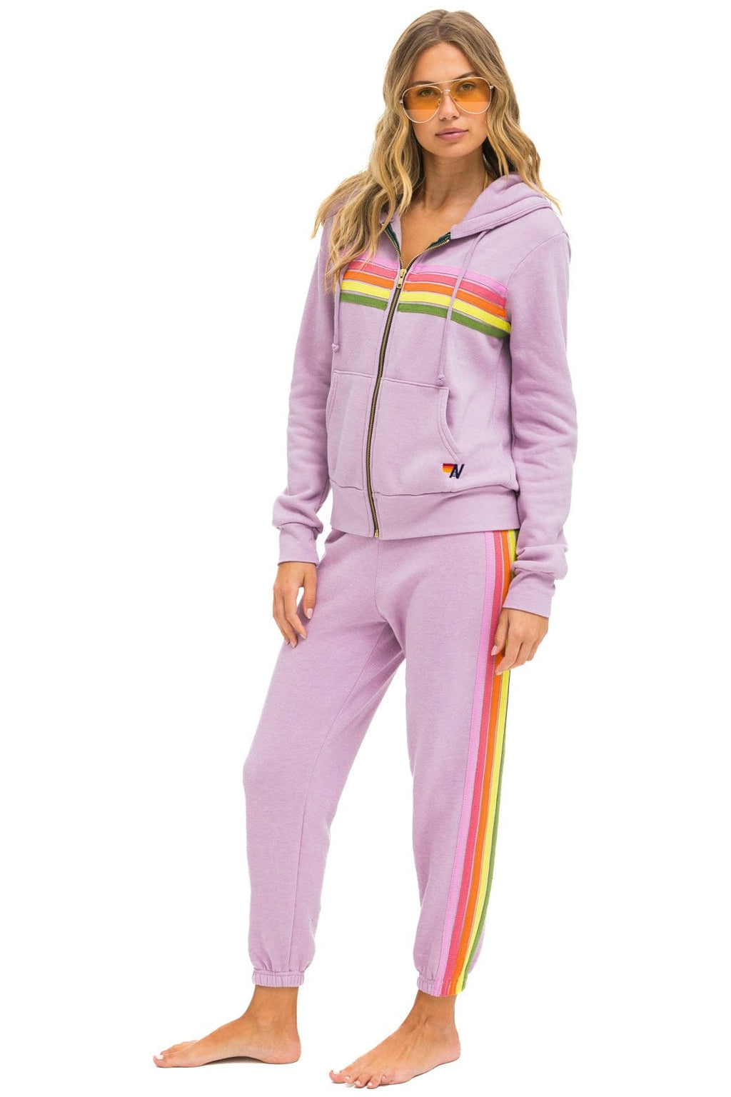5 STRIPE SWEATPANTS - MAUVE PINK GREEN