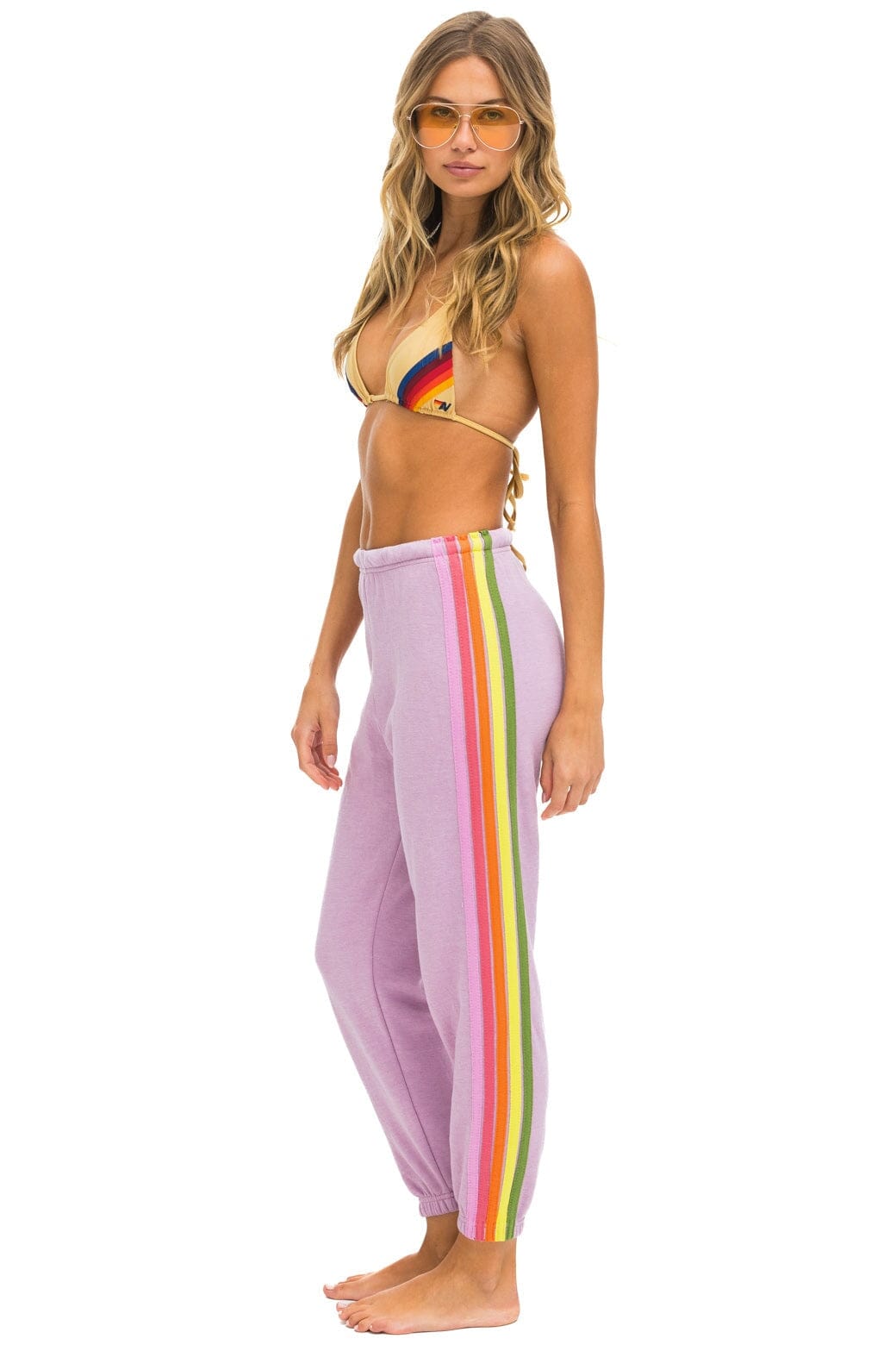 5 STRIPE SWEATPANTS - MAUVE PINK GREEN
