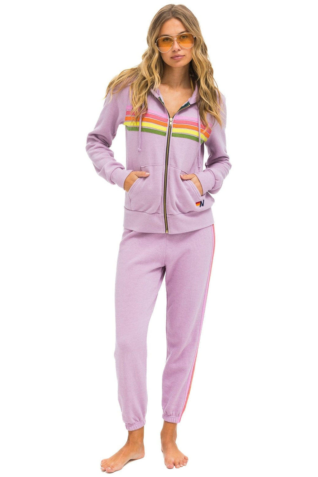 5 STRIPE SWEATPANTS - MAUVE PINK GREEN