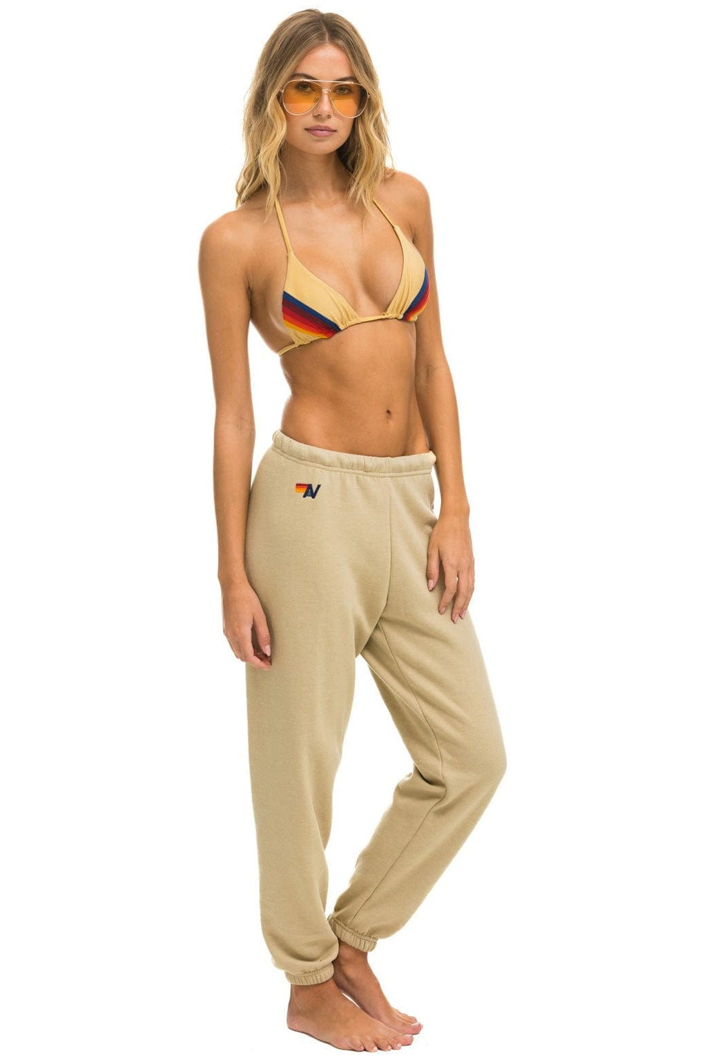 5 STRIPE SWEATPANTS - SAND USA