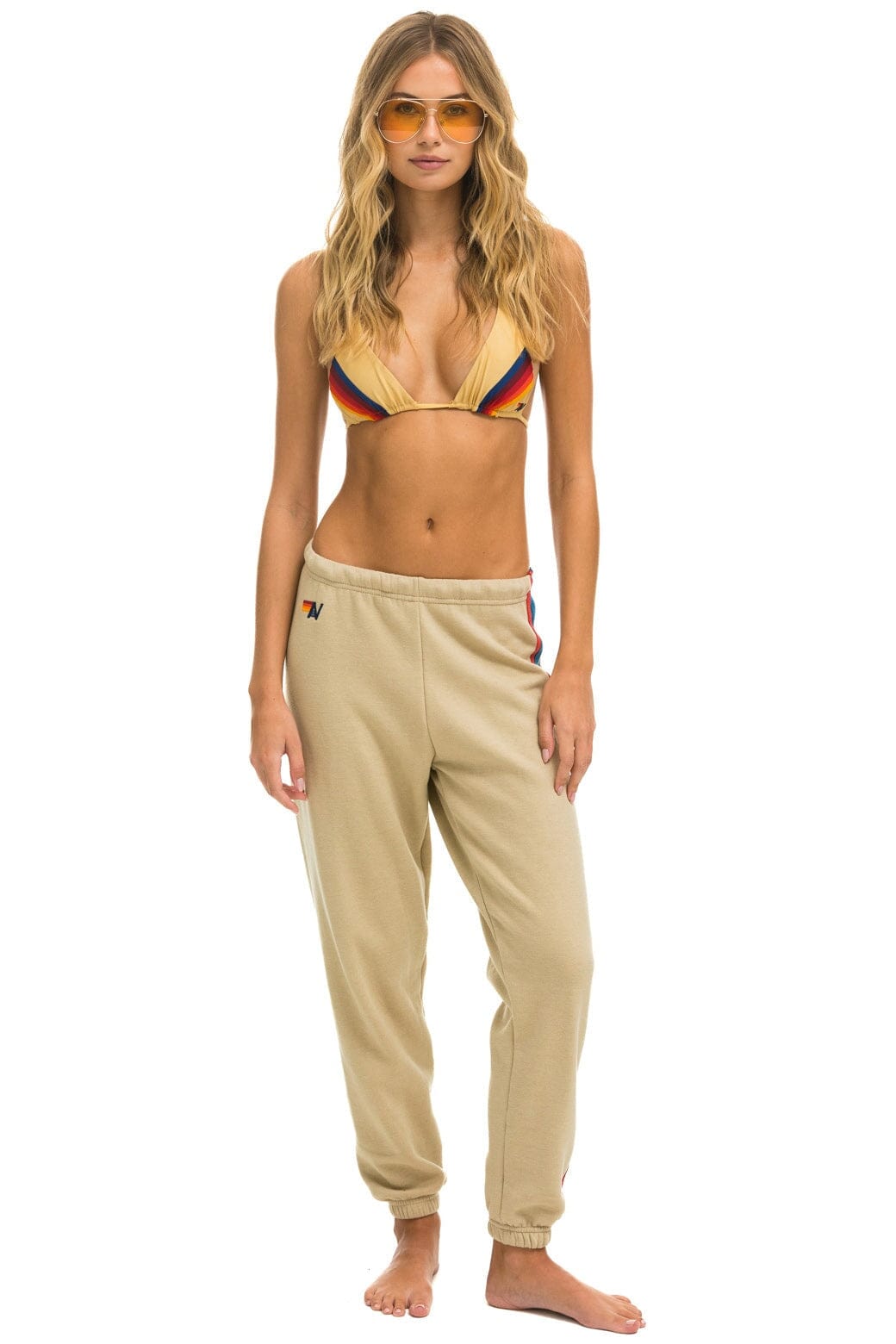 5 STRIPE SWEATPANTS - SAND USA