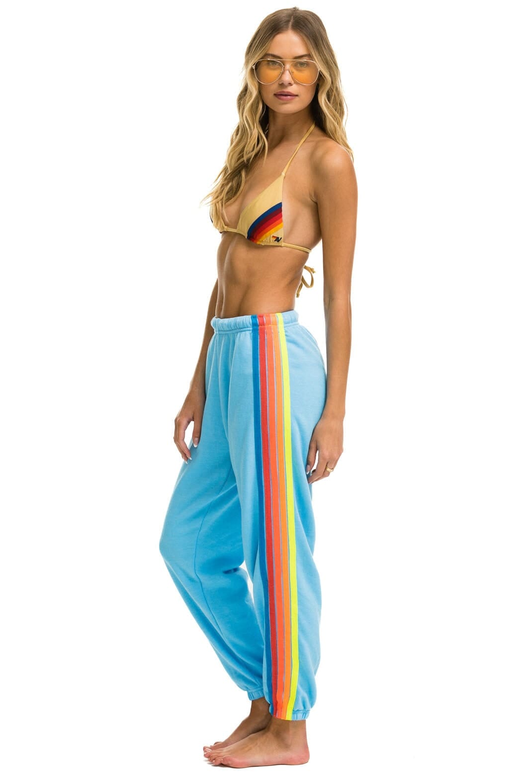 5 STRIPE SWEATPANTS - SKY NEON RAINBOW
