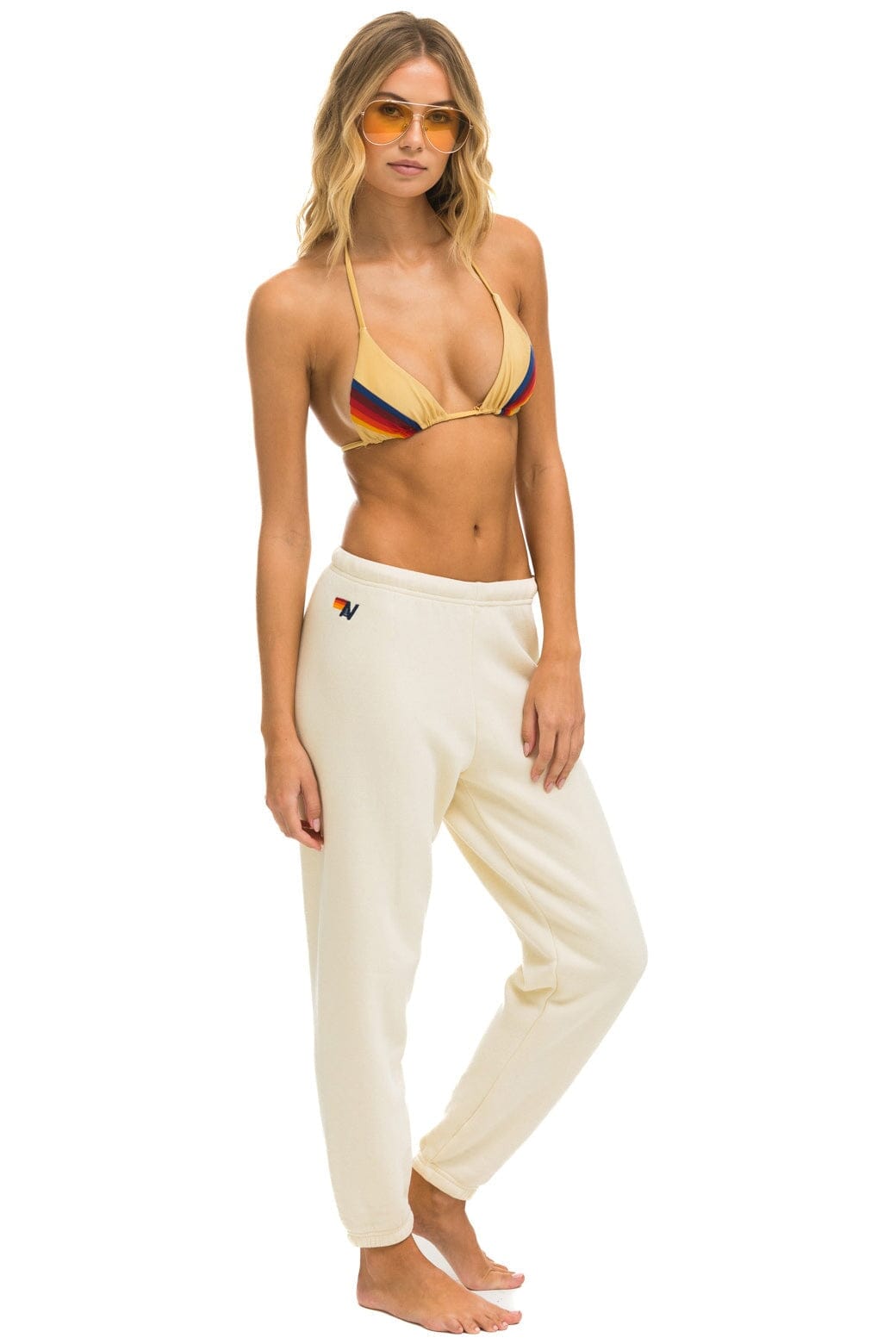 5 STRIPE SWEATPANTS - VINTAGE WHITE TAN