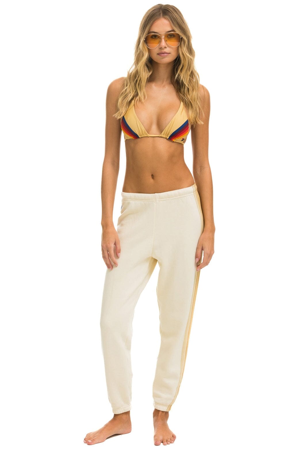 5 STRIPE SWEATPANTS - VINTAGE WHITE TAN