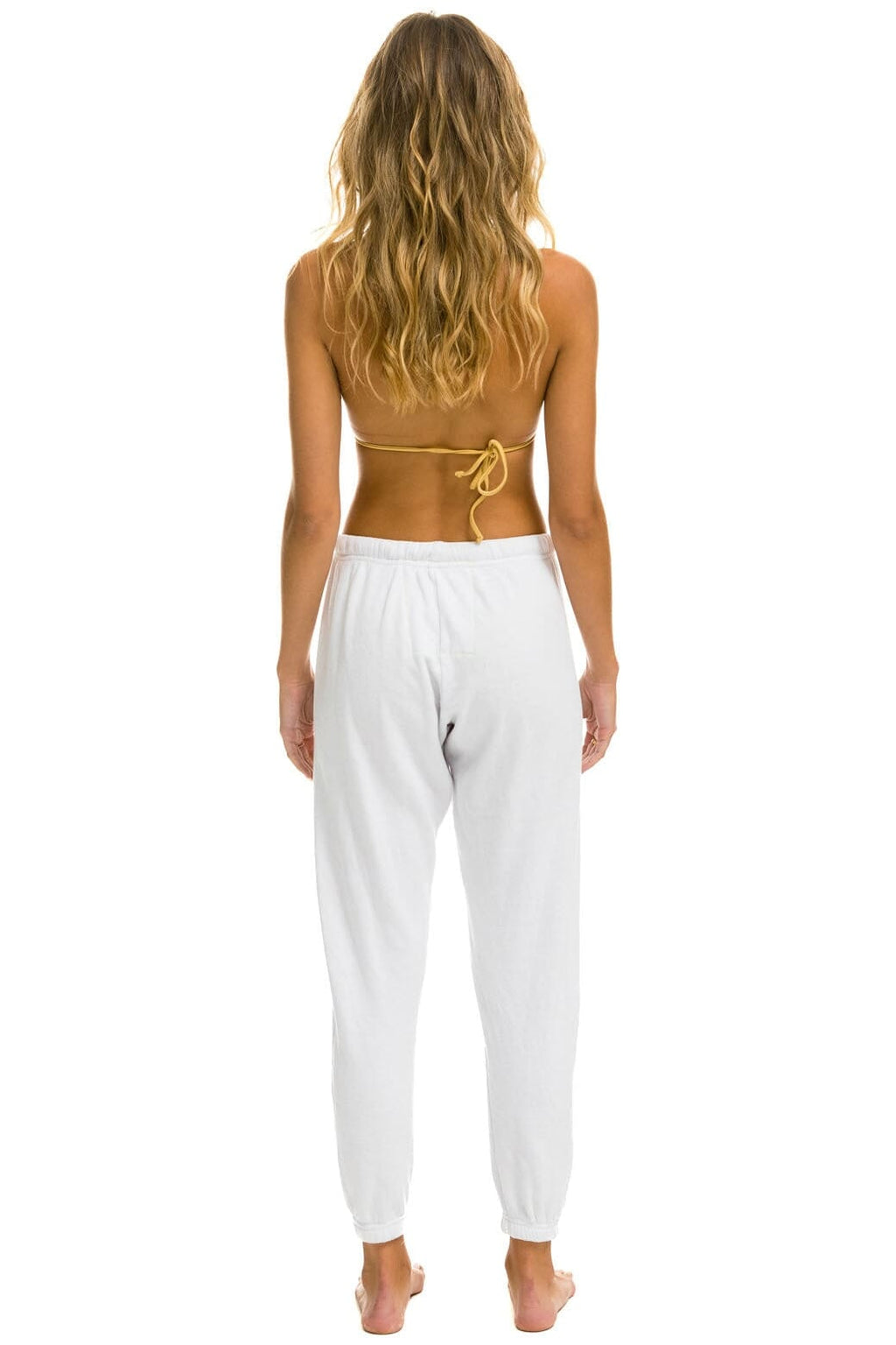 5 STRIPE SWEATPANTS - WHITE NEON RAINBOW STRIPES
