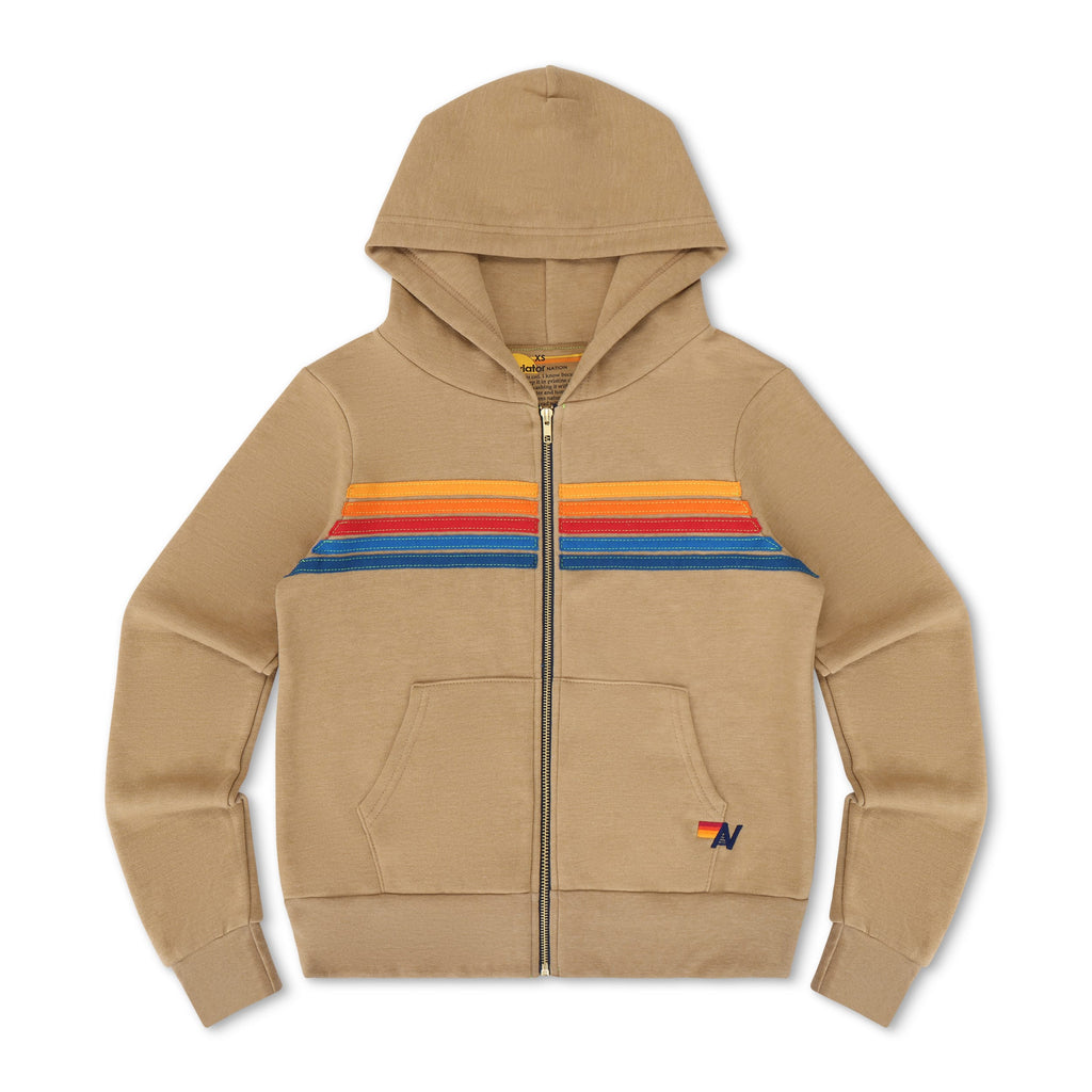 5 STRIPE HOODIE - TAN