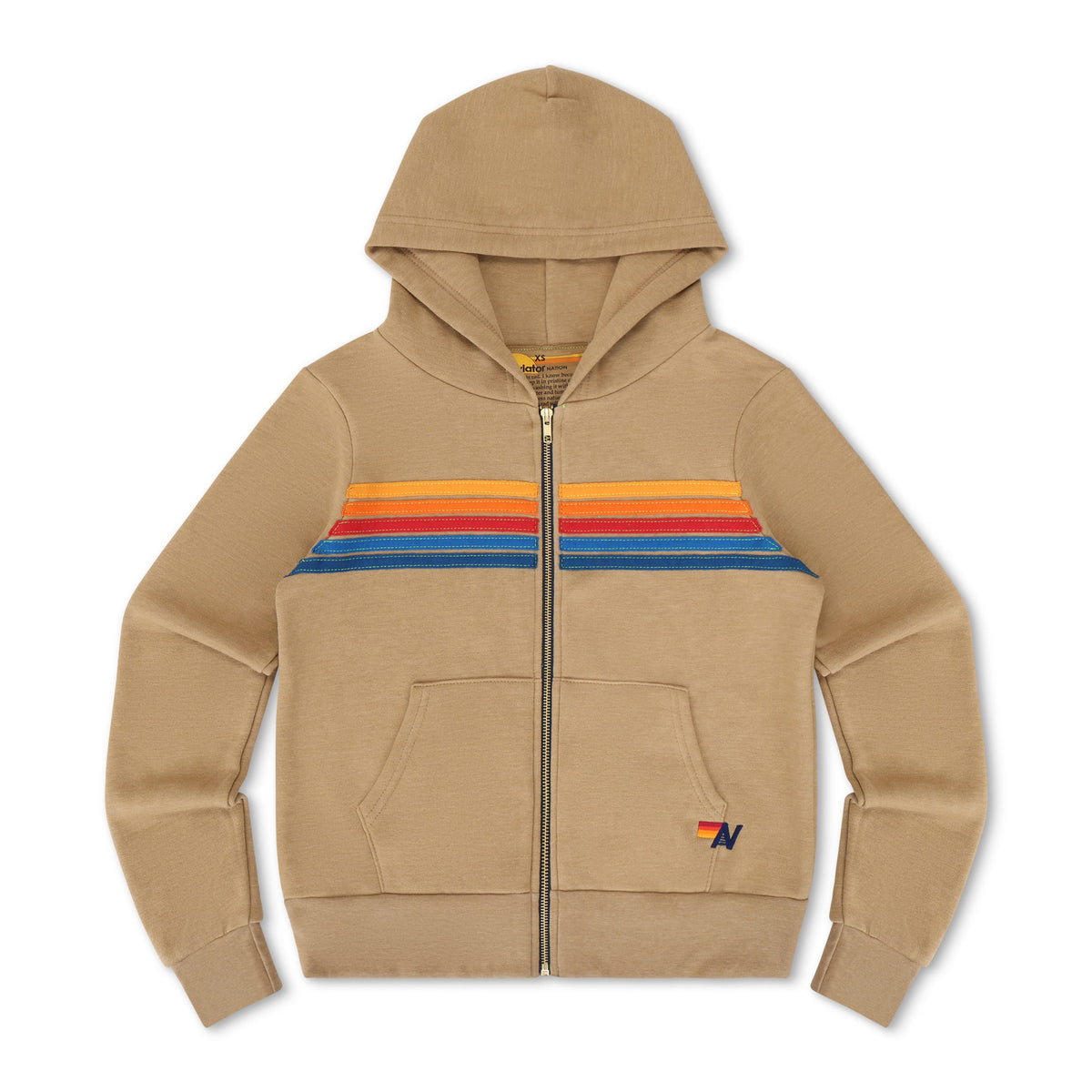 5 STRIPE HOODIE - TAN
