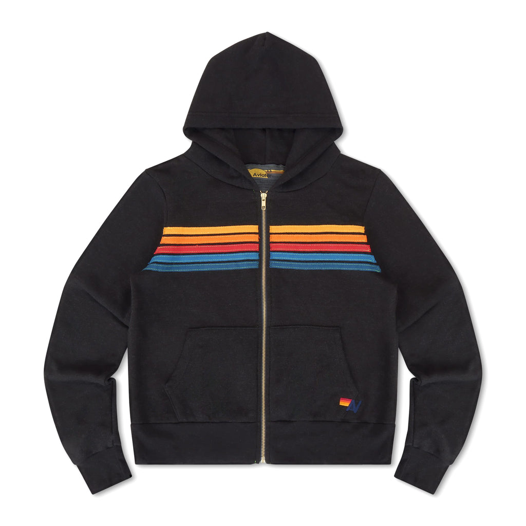5 STRIPE HOODIE - BLACK