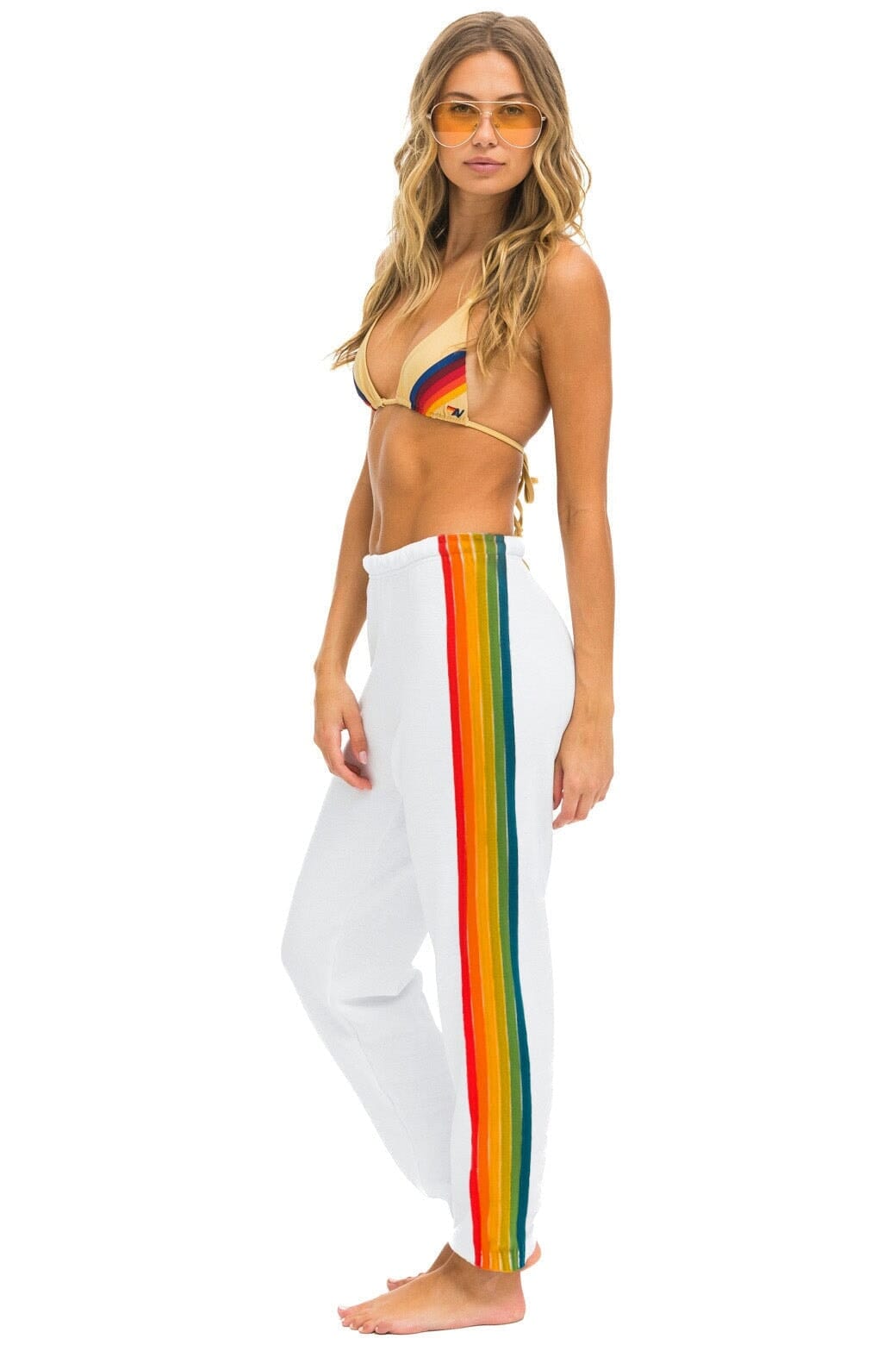 6 STRIPE SWEATPANTS - WHITE SERAPE