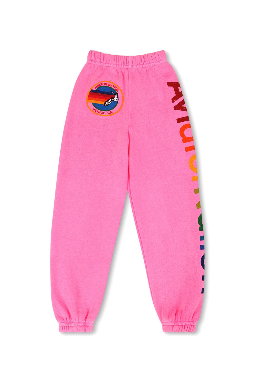KIDS AVIATOR NATION VENICE SWEATPANTS - NEON PINK