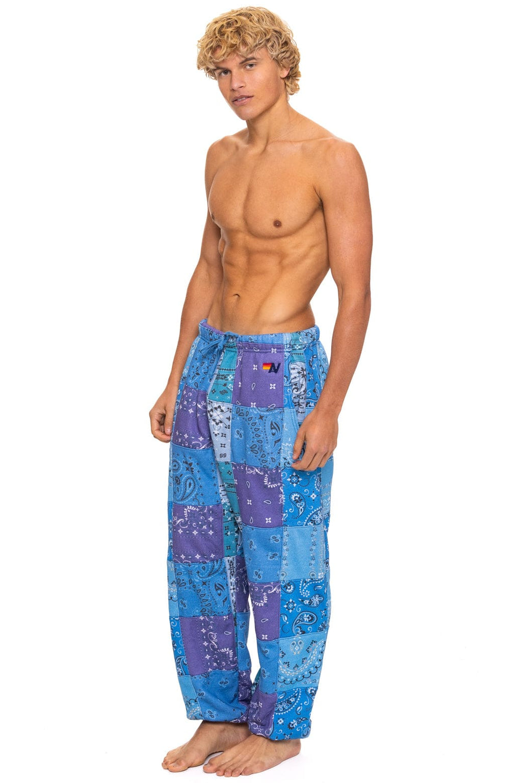 BANDANA QUILTED SWEATPANTS - BLUE