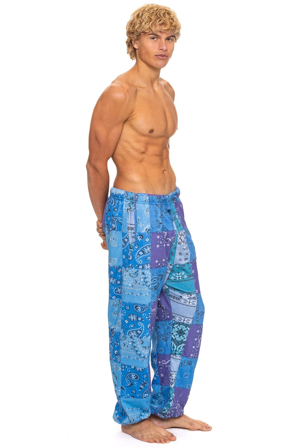 BANDANA QUILTED SWEATPANTS - BLUE