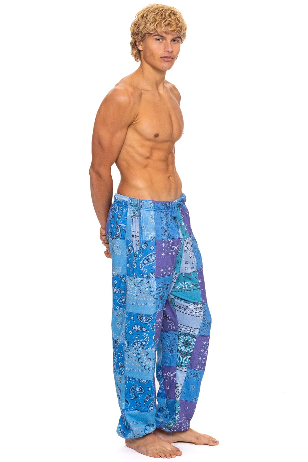 BANDANA QUILTED SWEATPANTS - BLUE