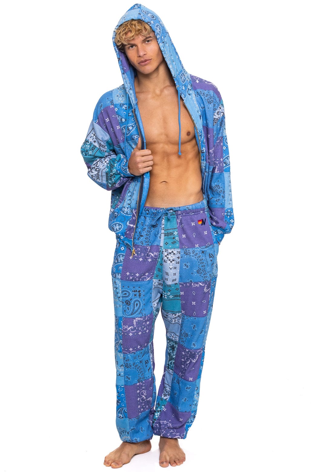 BANDANA QUILTED SWEATPANTS - BLUE