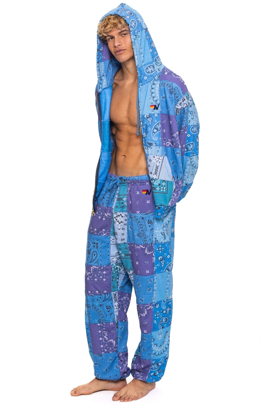 BANDANA QUILTED SWEATPANTS - BLUE