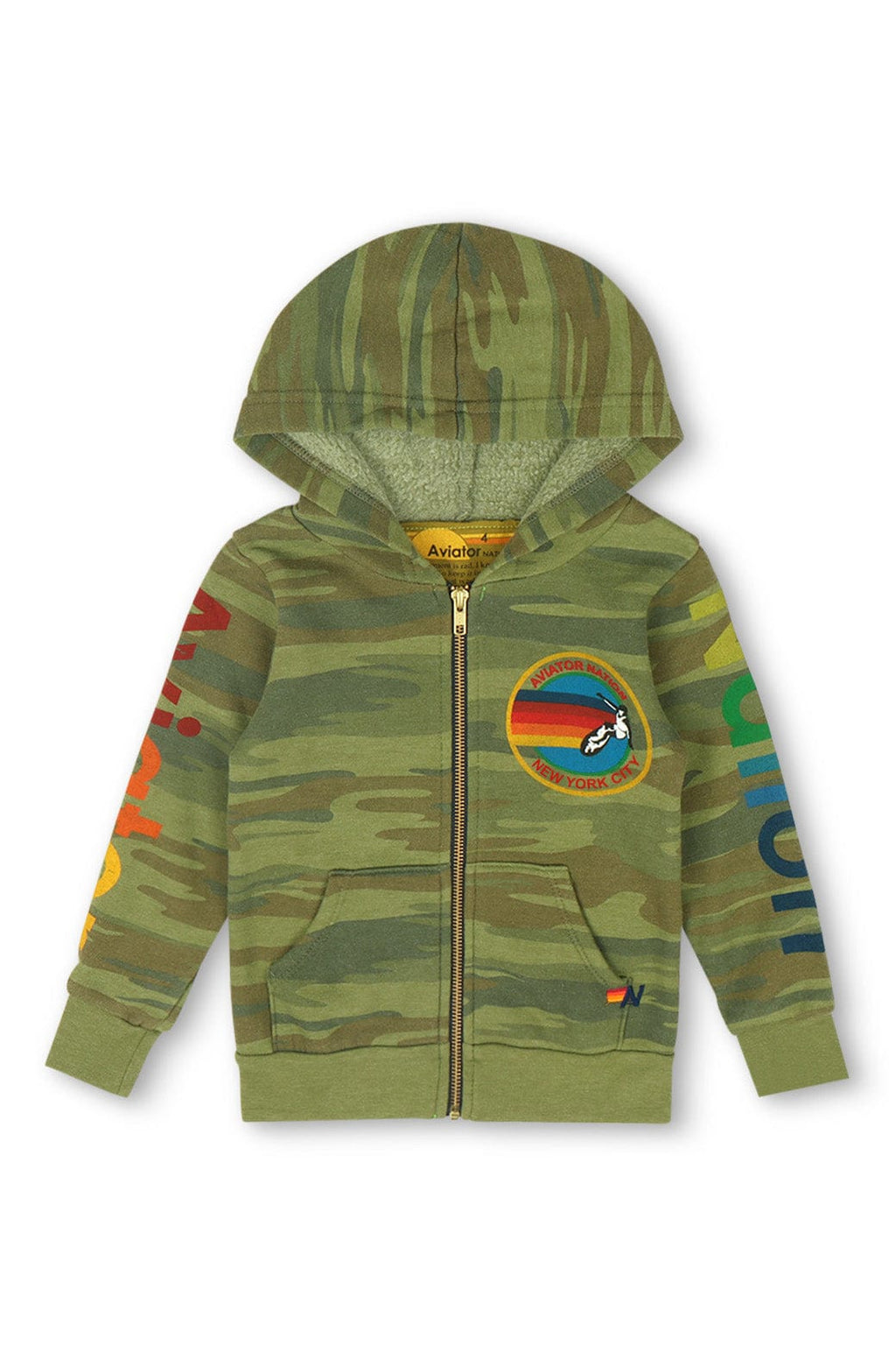 KIDS AVIATOR NATION NEW YORK CITY ZIP HOODIE - CAMO