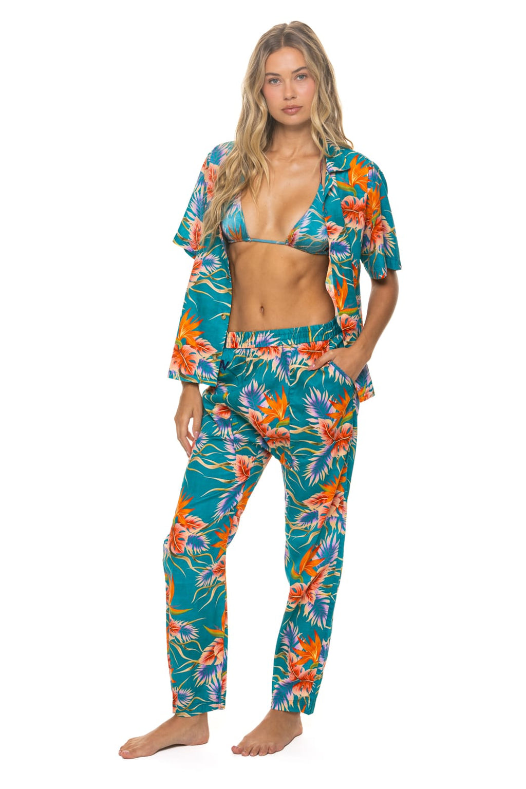 UNISEX COTTON LUXE POPLIN RELAXED PANT - BLUE HAWAII
