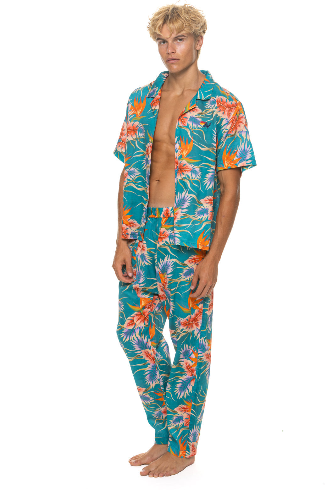 UNISEX COTTON LUXE POPLIN RESORT SHIRT - BLUE HAWAII