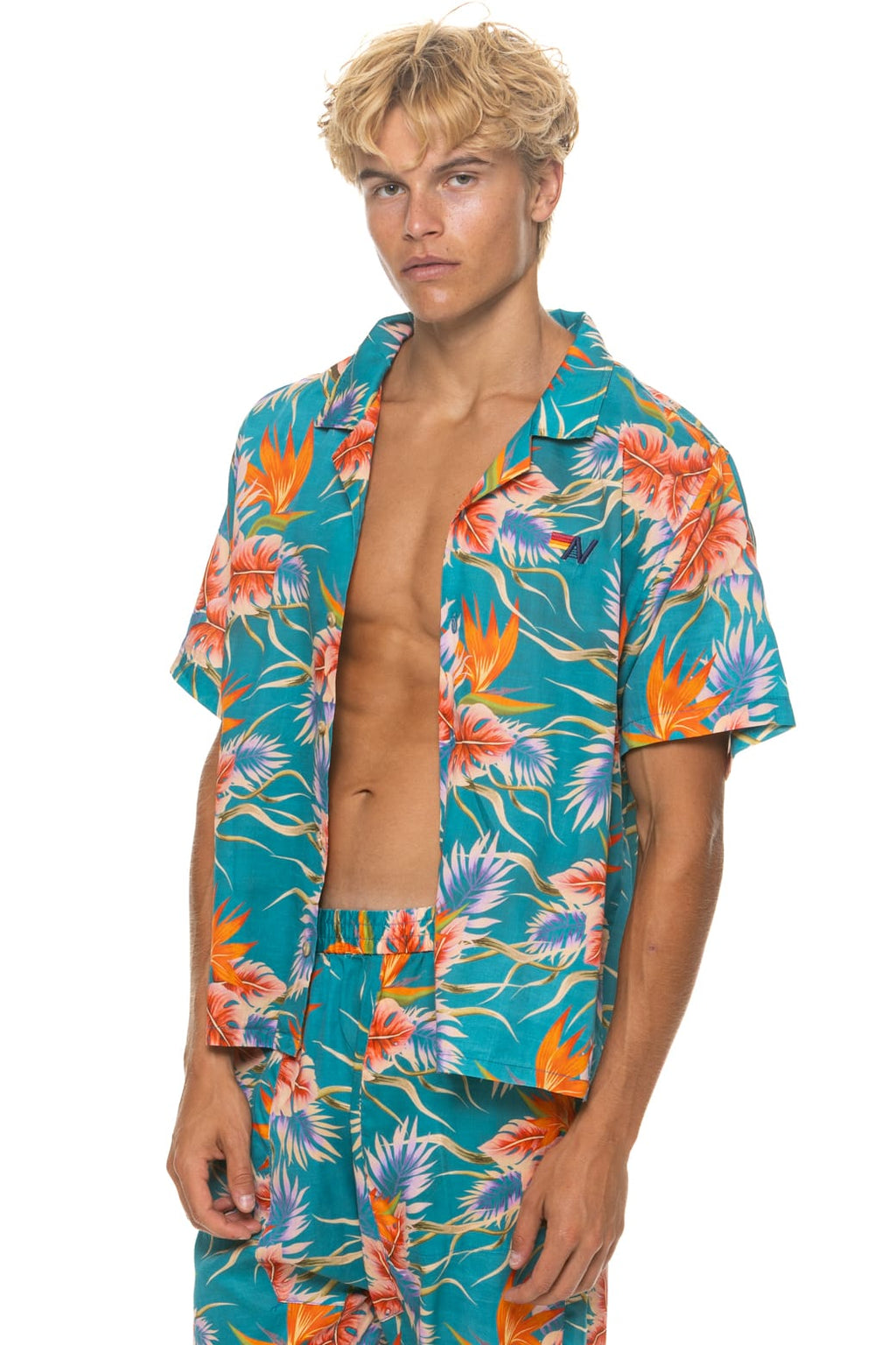 UNISEX COTTON LUXE POPLIN RESORT SHIRT - BLUE HAWAII