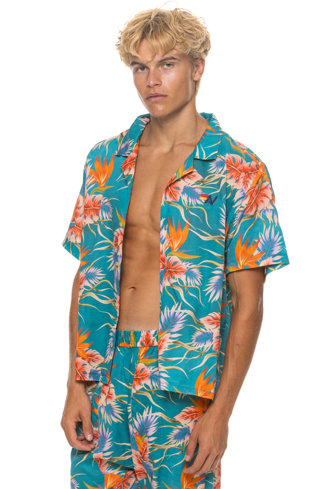 UNISEX COTTON LUXE POPLIN RESORT SHIRT - BLUE HAWAII