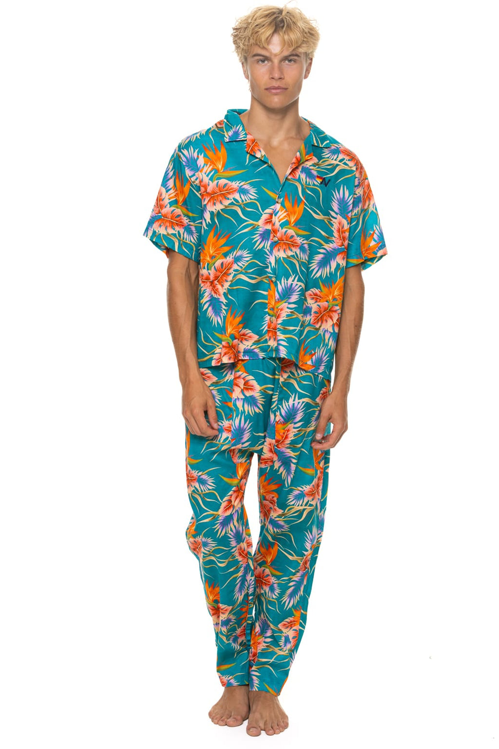 UNISEX COTTON LUXE POPLIN RESORT SHIRT - BLUE HAWAII