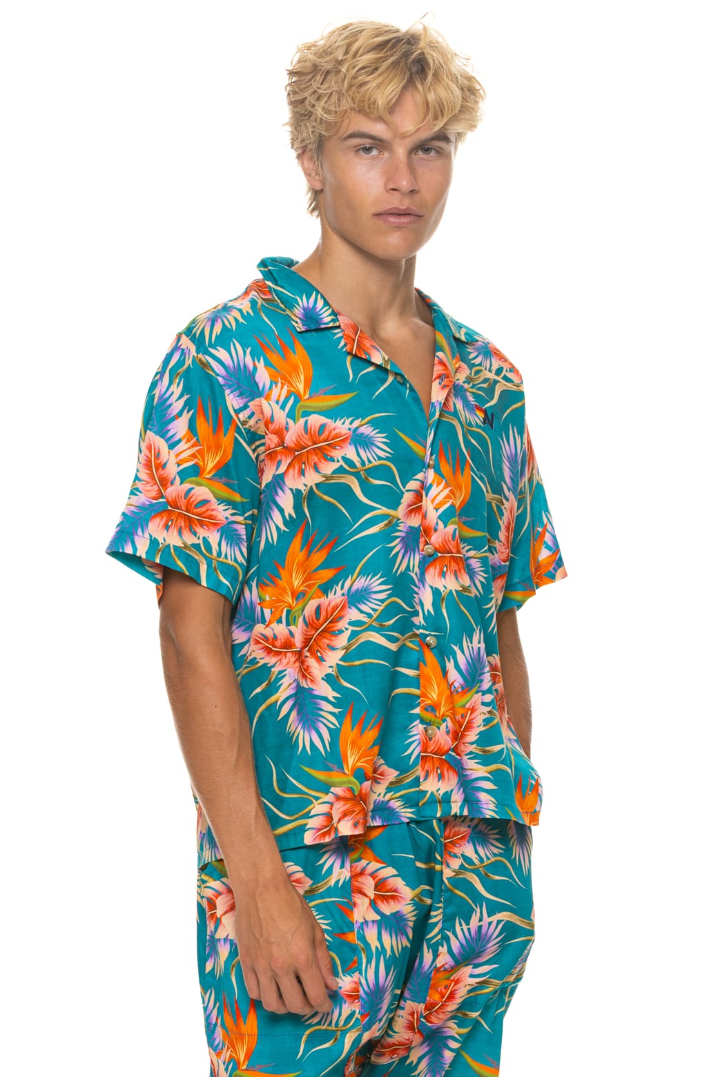 UNISEX COTTON LUXE POPLIN RESORT SHIRT - BLUE HAWAII