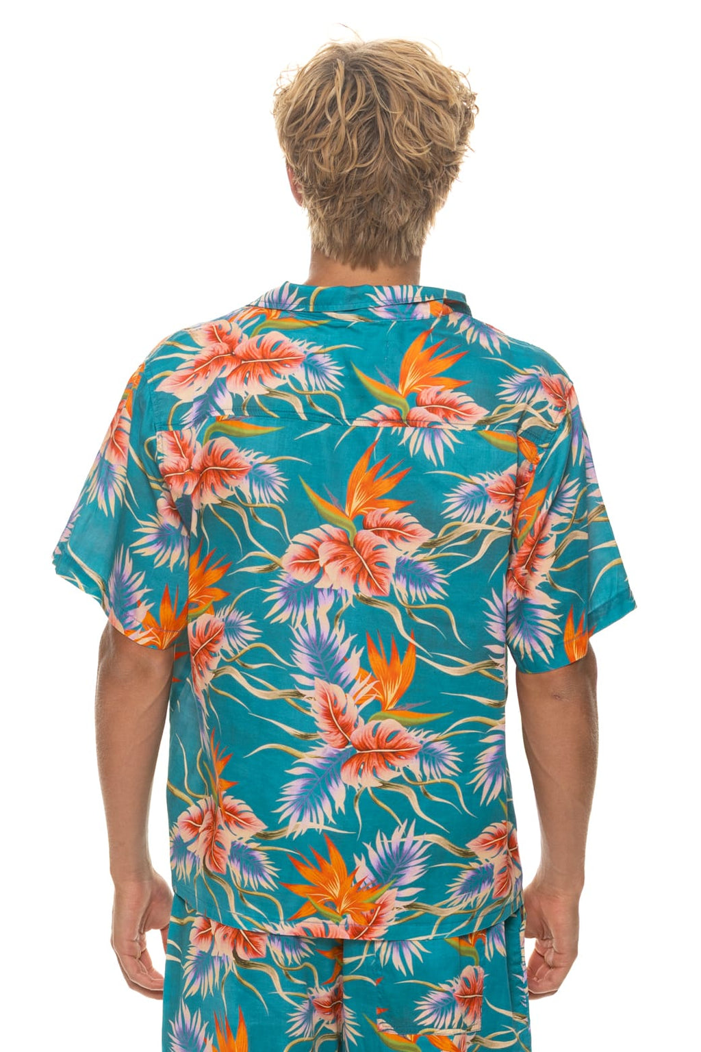UNISEX COTTON LUXE POPLIN RESORT SHIRT - BLUE HAWAII