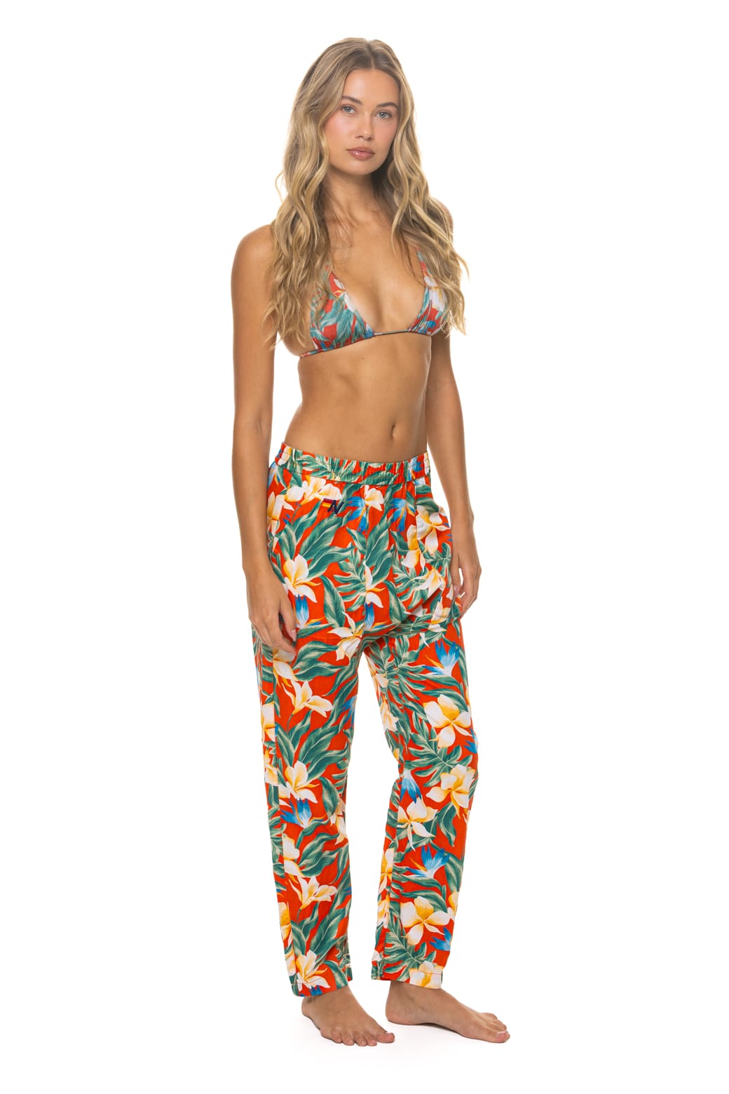 UNISEX COTTON LUXE POPLIN RELAXED PANT - RED KAUAI