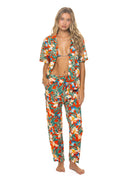 UNISEX COTTON LUXE POPLIN RELAXED PANT - RED KAUAI