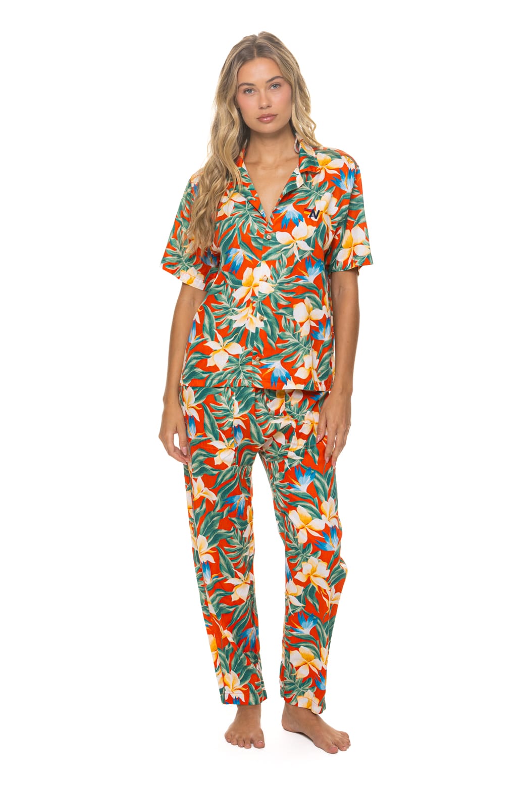 UNISEX COTTON LUXE POPLIN RELAXED PANT - RED KAUAI