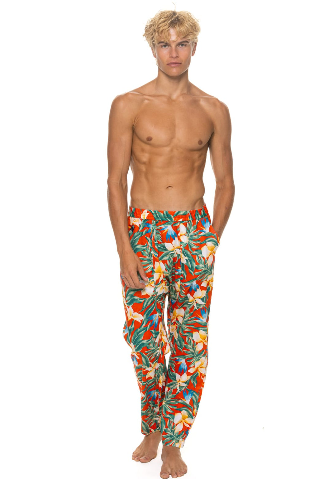 UNISEX COTTON LUXE POPLIN RELAXED PANT - RED KAUAI