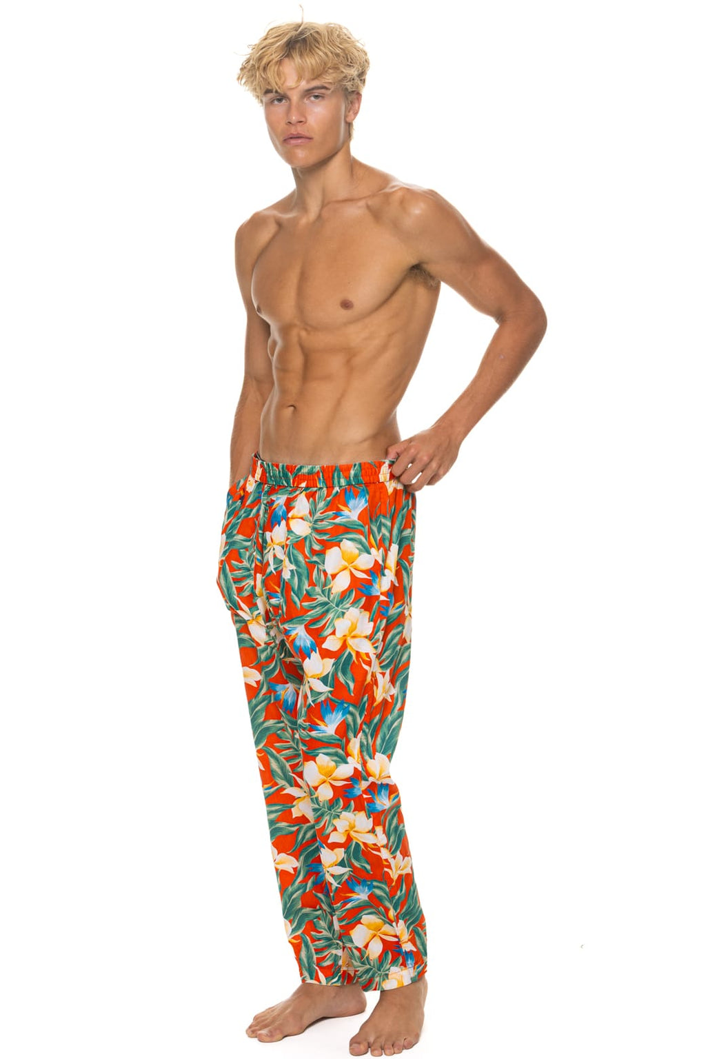 UNISEX COTTON LUXE POPLIN RELAXED PANT - RED KAUAI