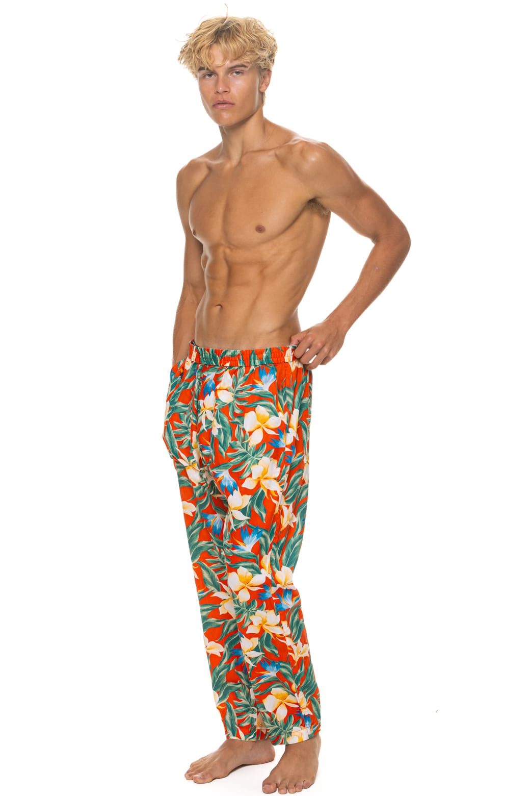 UNISEX COTTON LUXE POPLIN RELAXED PANT - RED KAUAI