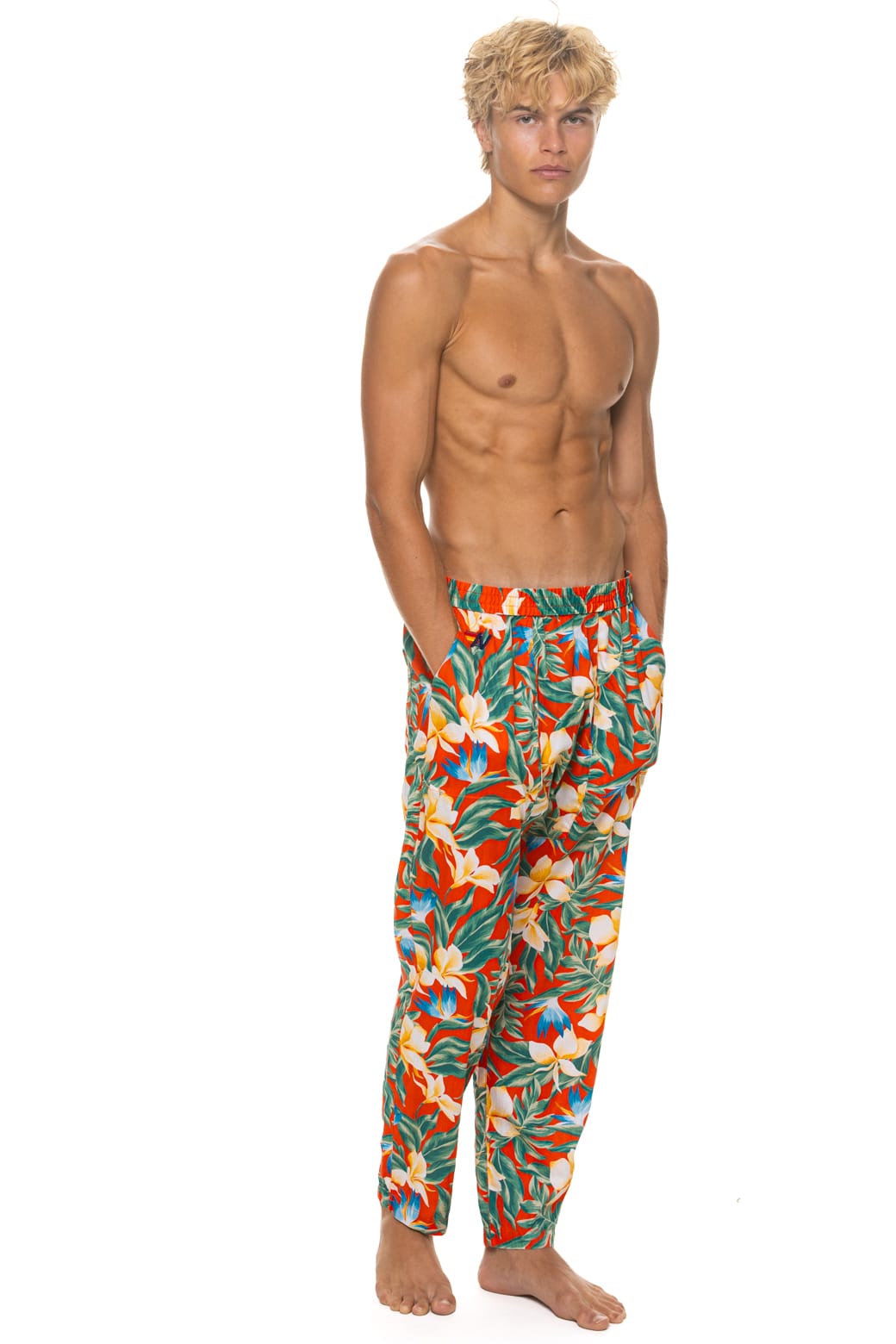 UNISEX COTTON LUXE POPLIN RELAXED PANT - RED KAUAI