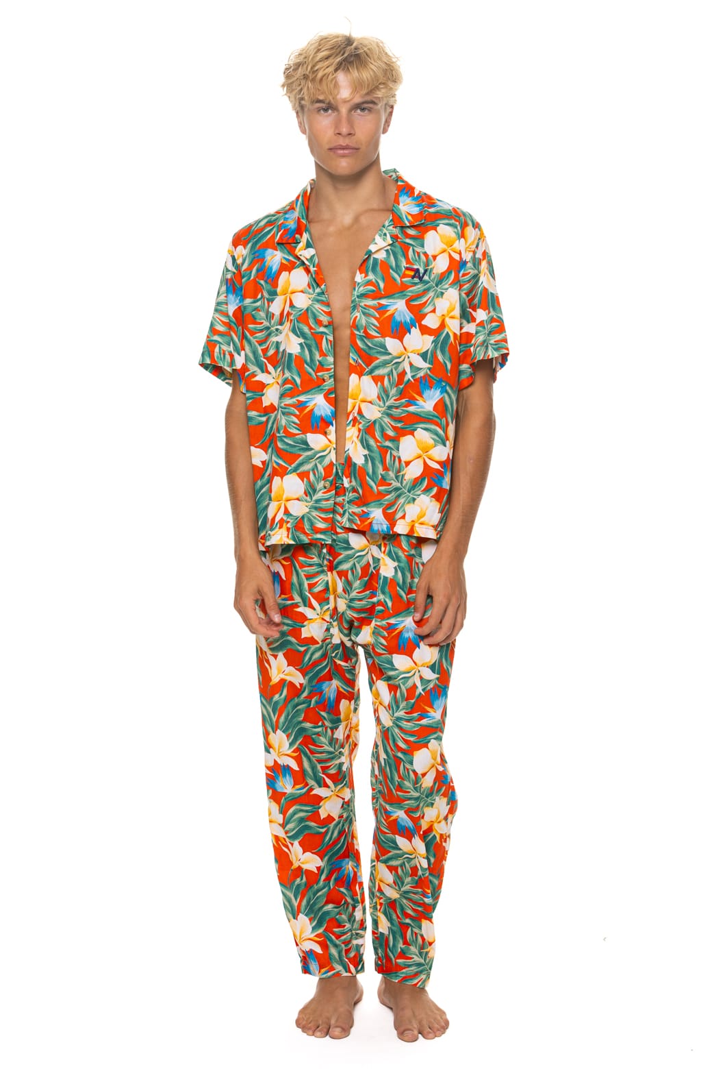UNISEX COTTON LUXE POPLIN RELAXED PANT - RED KAUAI